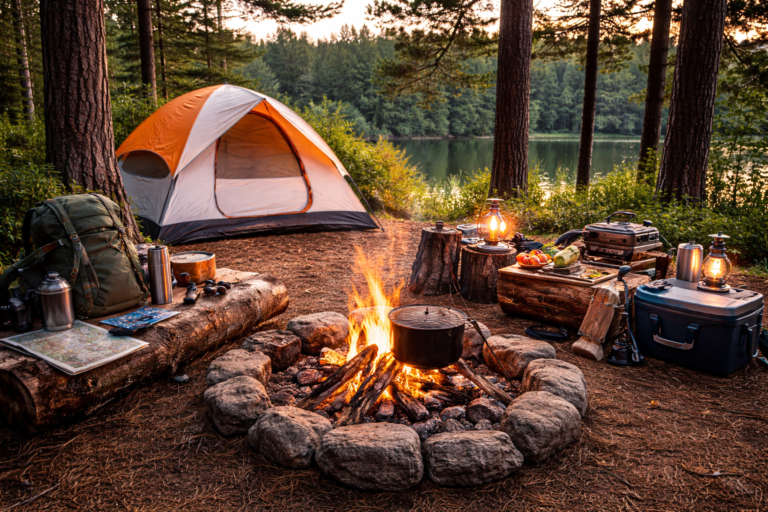 essential camping tasks at a well-organized campsite